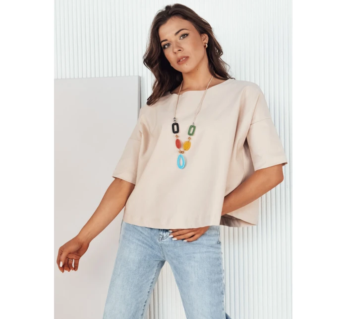 Dámská oversize halenka béžová Dstreet model 21976232 - FashionStreet Dámská oversize halenka béžová Dstreet model 21976232 - FashionStreet