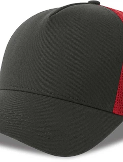 Atlantis Headwear Rapper Cotton-S 5-panelová truckerová čiapka 33.0260 tmavošedá/červená