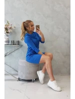 Šaty s kapucňou a vreckami chrpovo modré