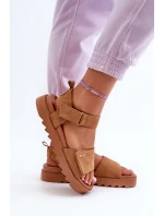 Damskie Zamszowe Sandały Na Platformie Big Star NN274705 Brązowe Damskie Zamszowe Sandały Na Platformie Big Star NN274705 Brązowe