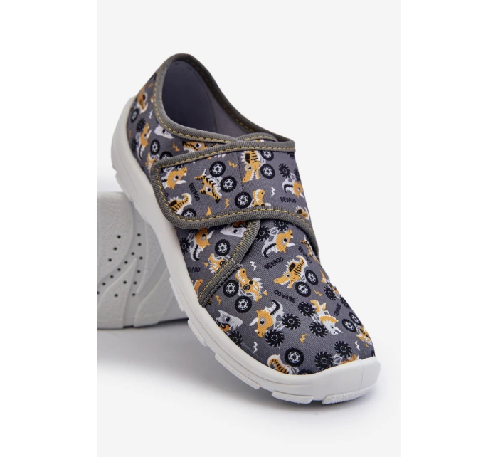 Wygodne Kapcie Chłopięce Na Rzep Befado 974Y552 Szare