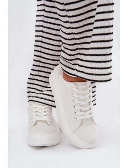 Materiałowe Trampki Damskie Na Platformie Big Star RR274463 Białe