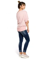 B048 Blúzka nadmernej veľkosti so zavinovacími detailmi - púdrová