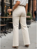 Spodnie damskie jeansowe z wysokim stanem ecru model 22161471 - FashionStreet