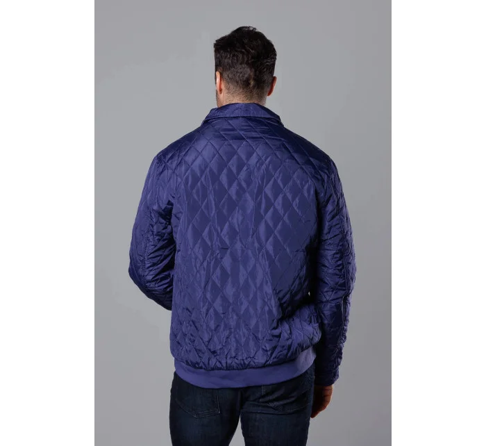 Tmavě modrá pánská prošívaná bunda s límcem model 18344909 - J.STYLE Tmavě modrá pánská prošívaná bunda s límcem model 18344909 - J.STYLE