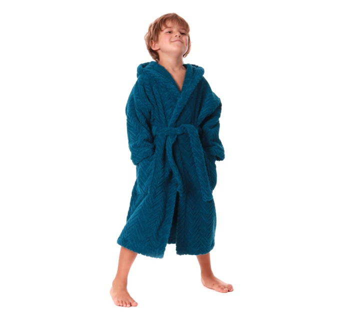 Detský župan Athena s kapucňou 3116 petrol - Vestis