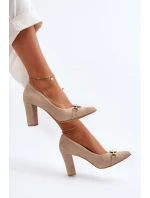 model 21652560 Velurové lodičky na podpatku se srdcem cappuccino - Zazoo