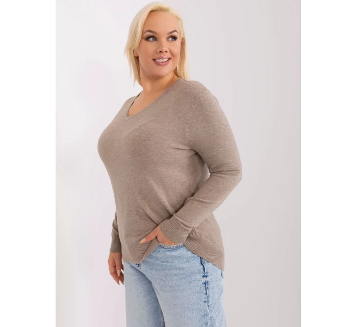 Sweter PM SW PM model 19319019 ciemny bezowy - FPrice Sweter PM SW PM model 19319019 ciemny bezowy - FPrice