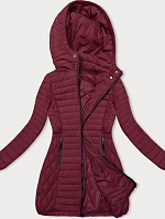 Dámska prechodná bunda s kapucňou tmavo červená (2M-017)