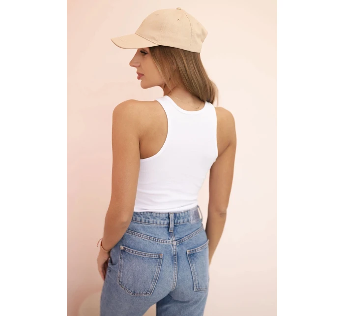 Dámská model 21217845 blůza s výstřihem a ozdobnou sponou bílá - K-Fashion