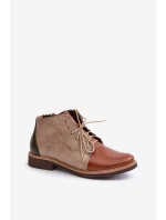 Kožené Botky Na Plochém Podpatku Hnědé Zazoo model 21679956 - NOBO