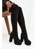 Kozačky na podpatku a platformě za koleno černé model 21744723 - Boto