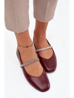 Dámské baleríny s lesklými pásky Bordó Ilirene Dámské baleríny s lesklými pásky Bordó Ilirene