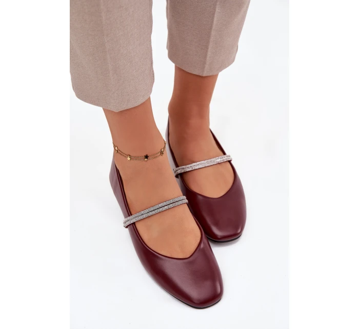 Dámské baleríny s lesklými pásky Bordó Ilirene Dámské baleríny s lesklými pásky Bordó Ilirene