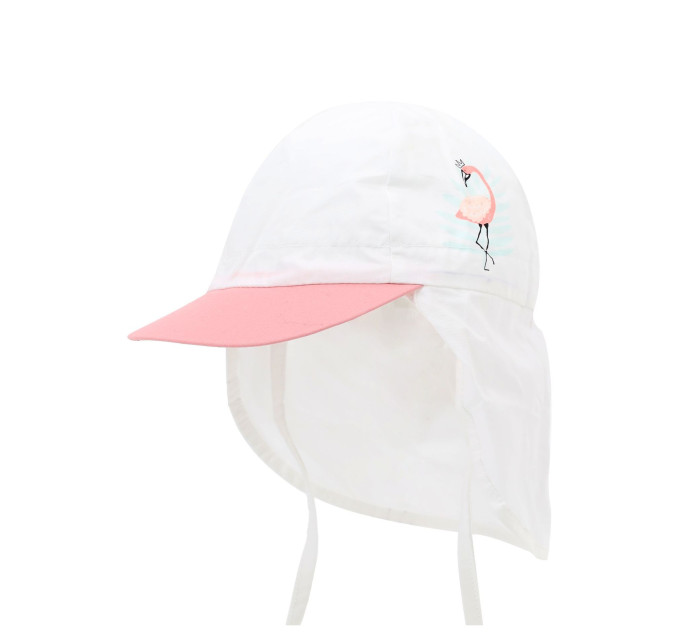 Yoclub Dievčenský letný klobúk s ochranou krku CLE-0120G-0100 White