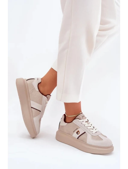 Dámske kožené tenisky na platforme Daniel Lopez Just Dare - béžové Dámske kožené tenisky na platforme Daniel Lopez Just Dare - béžové