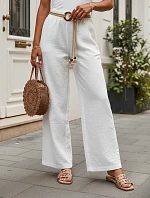 Dámske nohavice so širokými nohavicami, biele, FashionStreet UY3070