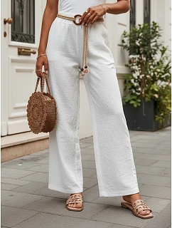 Dámske nohavice so širokými nohavicami, biele, FashionStreet UY3070
