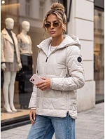 Dámska prešívaná prechodná bunda s kapucňou, sivá, FashionStreet TY5798 Dámska prešívaná prechodná bunda s kapucňou, sivá, FashionStreet TY5798