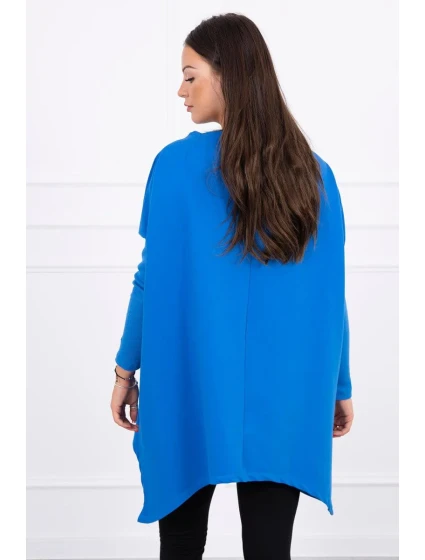 Oversize blúzka s asymetrickými bokmi nevädze modrá