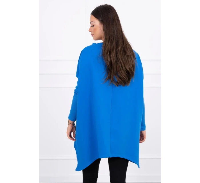 Oversize blúzka s asymetrickými bokmi nevädze modrá