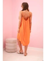 Viskózové šaty bez ramienok oranžové