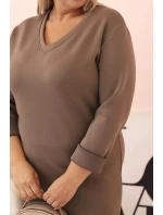 Dámske Plus veľkosť maslo V-neck šaty s Fango rukávmi