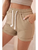Dámske bavlnené šortky s elastickým pásom camel Dámske bavlnené šortky s elastickým pásom camel