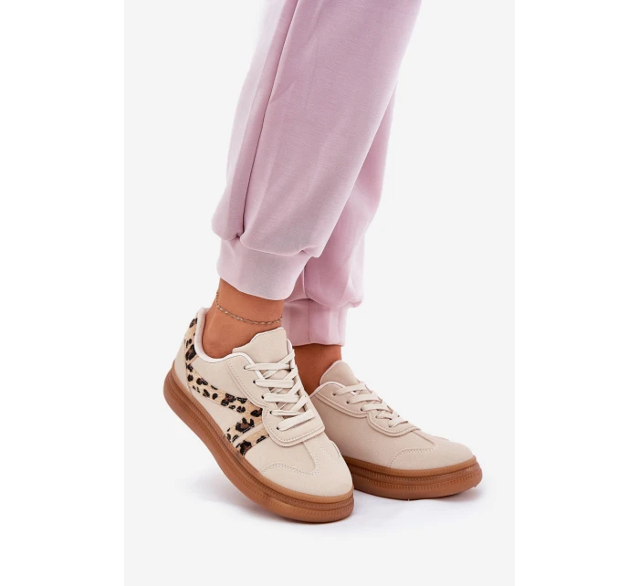 Damskie Sneakersy Na Platformie Panterka Beżowe Totter Damskie Sneakersy Na Platformie Panterka Beżowe Totter