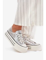 Dámské Kožené Tenisky Na Platformě model 21691401 Stříbrné - Goe