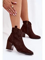 Dámské perforované kotníkové boty Vinceza 58640 Čokoládové