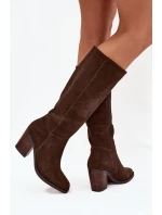 Dámske čižmy na podpätku so zipsom Lissara - čokoláda, eko semiš Dámske čižmy na podpätku so zipsom Lissara - čokoláda, eko semiš