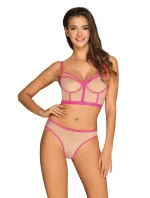 Zmyselný set Nudelia top & panties neon pink - Obsessive