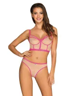 Zmyselný set Nudelia top & panties neon pink - Obsessive