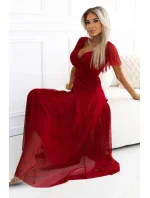 sukienka z dekoltem i krótkim model 20588350 - numoco basic sukienka z dekoltem i krótkim model 20588350 - numoco basic