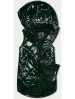 Tmavozelená lesklá vesta s kapucňou (7005BIG)
