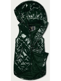 Tmavozelená lesklá vesta s kapucňou (7005BIG)