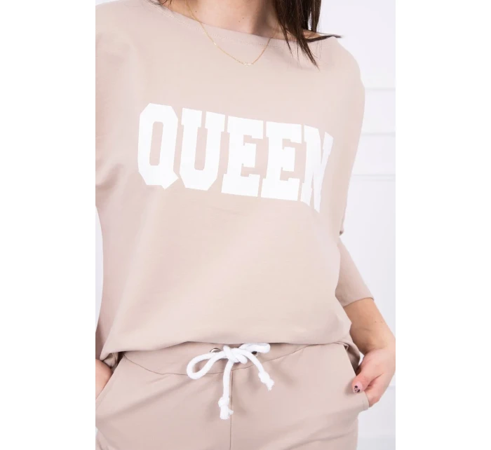 Súprava s potlačou Queen béžová