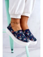 Damskie Tenisówki Slip On Memory Foam Big Star JJ276016 Granatowe