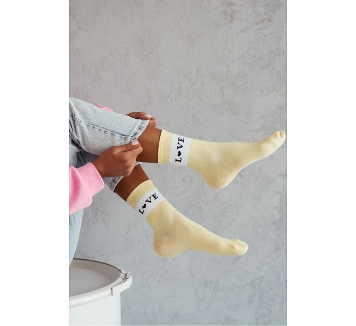 Dámské bavlněné ponožky LOVE Žluté