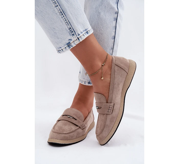 Dámské mokasíny z imitace semiše Vinceza Béžové Dámské mokasíny z imitace semiše Vinceza Béžové