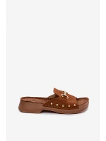 Semišové dámské pantofle model 22182191 Camel - Inblu Semišové dámské pantofle model 22182191 Camel - Inblu