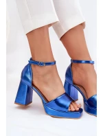 Dámske lakované sandále na podpätku - modré Marila Dámske lakované sandále na podpätku - modré Marila