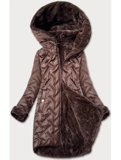 Dámska prechodná kožušinová bunda S'west chocolate (B8253-14014)