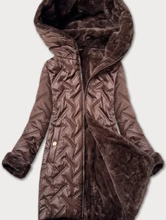 Dámska prechodná bunda v čokoládovej farbe s kožušinovou podšívkou S'west (B8253-14014)
