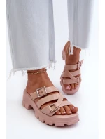 Pachnące Klapki Damskie Na Niskim Obcasie ZAXY NN285044 Jasnoróżowe