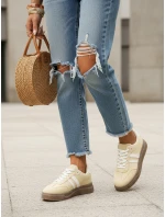 Dámske tenisky s hrubou podrážkou a bočnými pruhmi žlté ZY1400