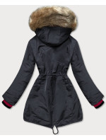 Tmavomodrá dámska zimná bunda s kapucňou (CAN-579)