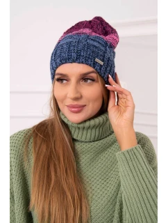Fleecová čiapka Dolores K303 denim+ružová+tmavo fialová