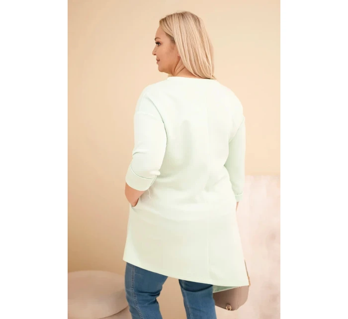 Dámská model 21808677 Plus Size z viskózy s volným střihem a dlouhým rukávem mátová - K-Fashion Dámská model 21808677 Plus Size z viskózy s volným střihem a dlouhým rukávem mátová - K-Fashion